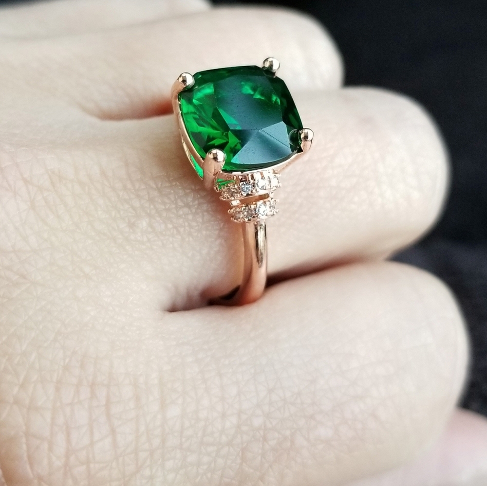 🔥LAST 1🔥NEW ROSE GOLD PLATED EMERALD RING - Picture 10 of 15